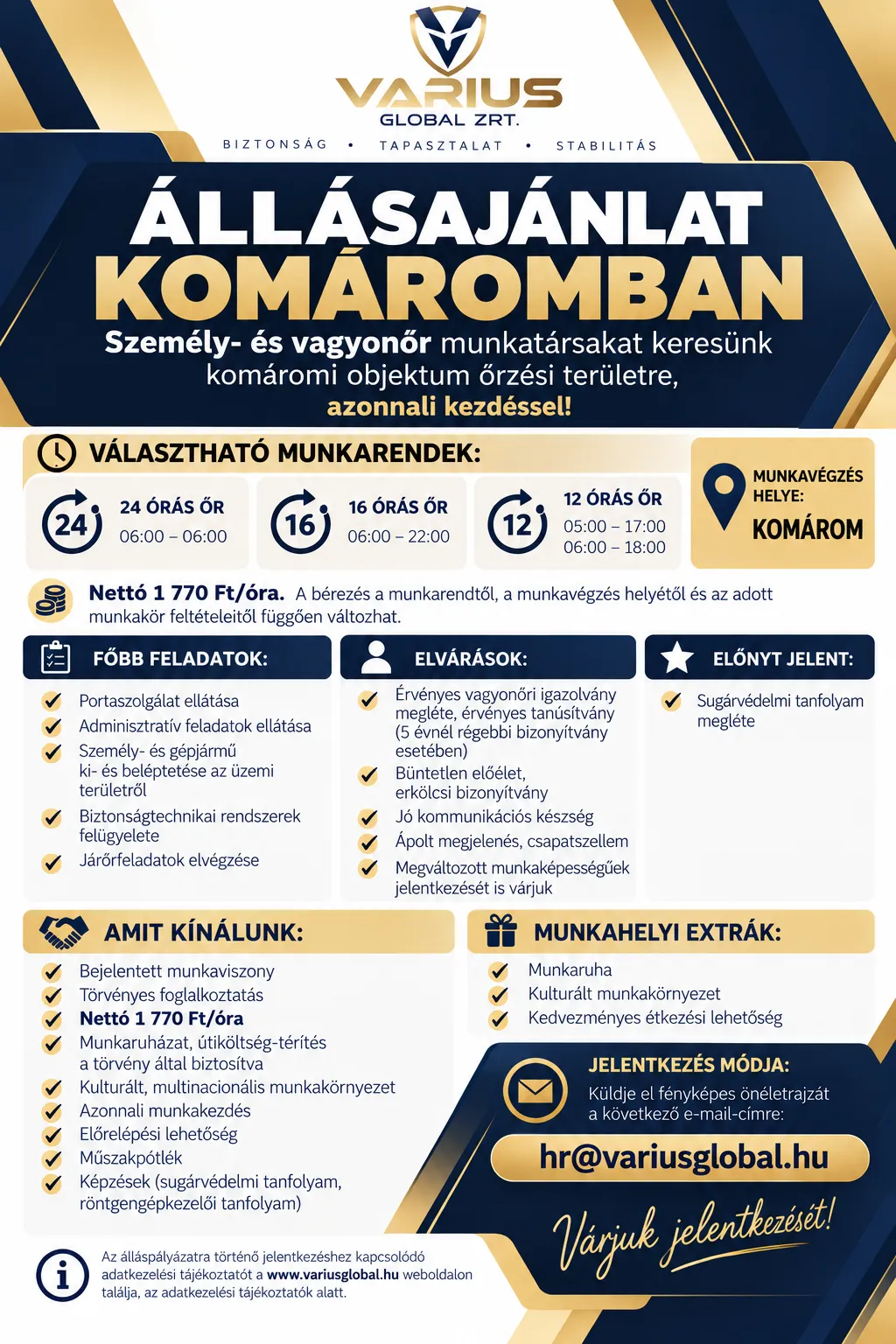 Személy- és vagyonőr, Komárom